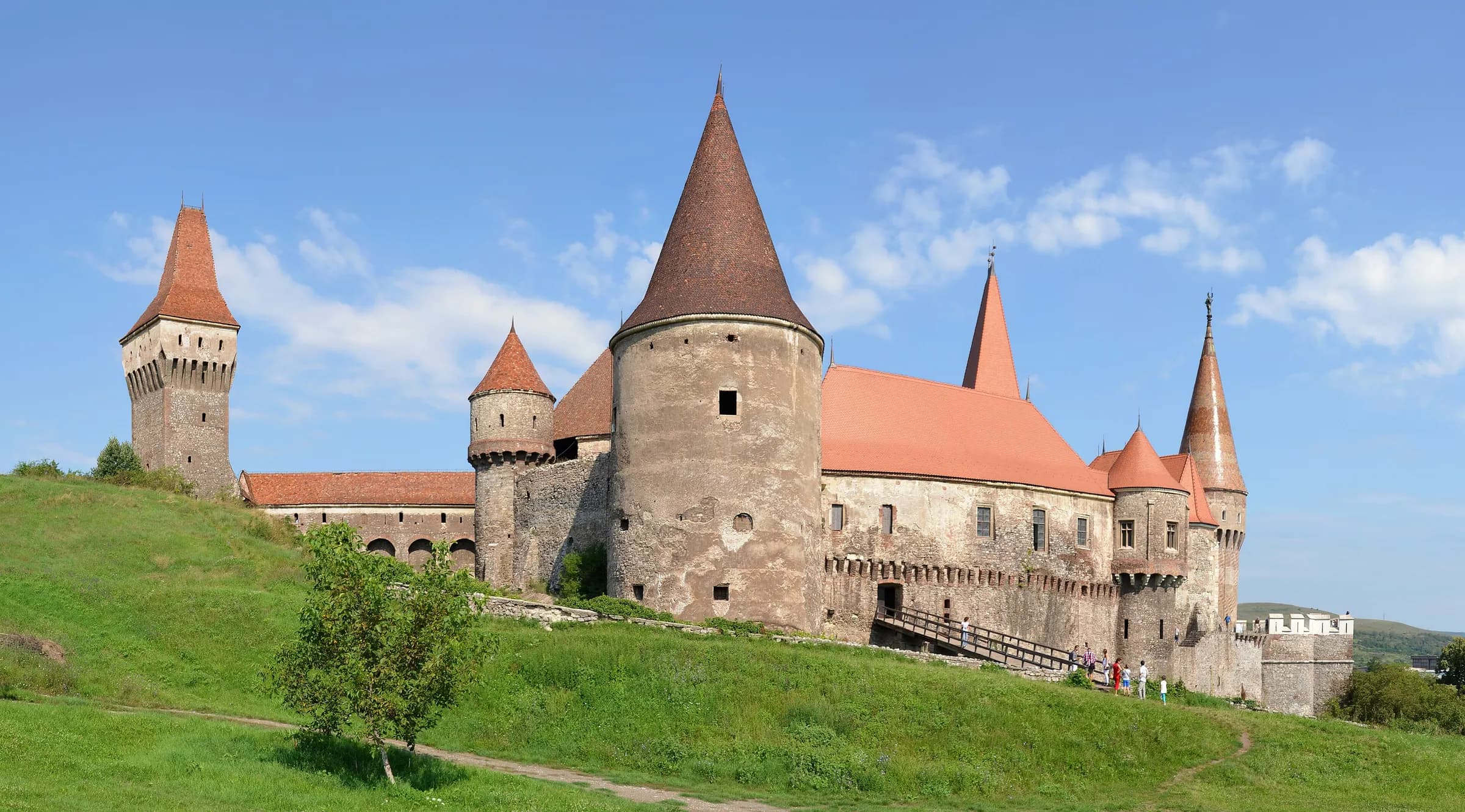Corvin Castle in Hunedoara with its pointed towers